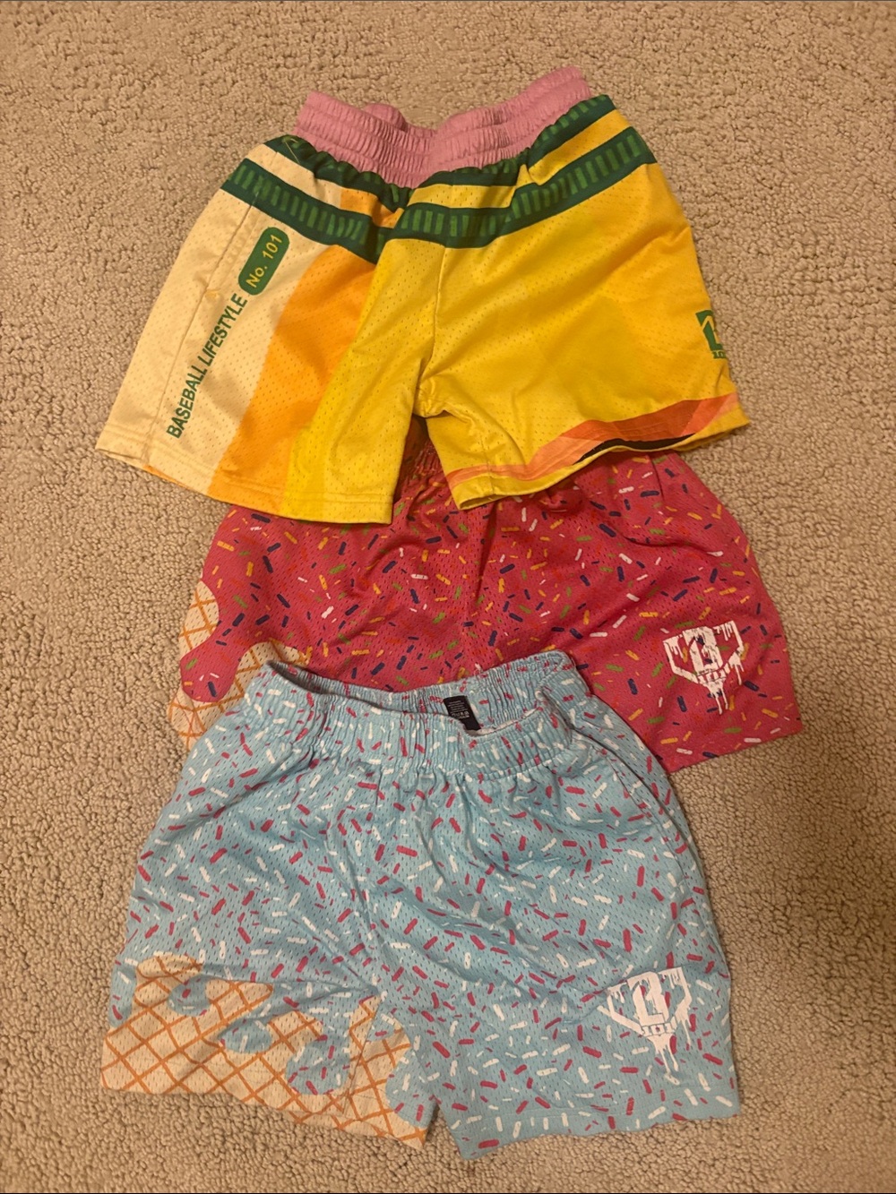 Baseball 101 Ice Cream shorts YS
